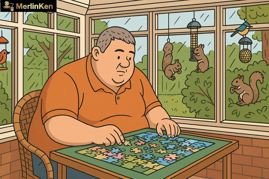 Hands placing jigsaw puzzle pieces on a table in soft evening light